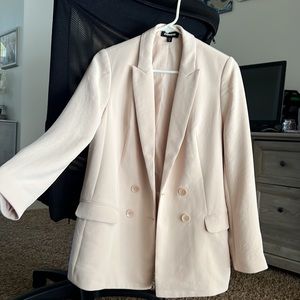Cream Double Breasted with pockets 100% polyester blazer
